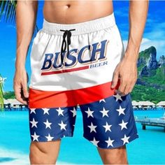 Dametul Bush Beer Beach Shorts Size Xl Nwt Champion Sweats, Khaki Shorts Men, Royal Blue Shorts, Mens Denim Shorts, Tennis Shorts, Black Athletic Shorts, Black And White Shorts, Red Jeans, Mens Swim Shorts