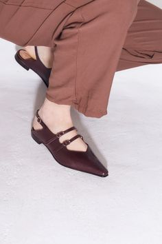 Cata Buckle Flat in Pinot – ZOU XOU Style Inspo 2023, Buckled Flats, Statement Shoe, Slip Dresses, Vegetable Tanned Leather, Who Knows, Tan Leather, Leather Upper, Heel Height