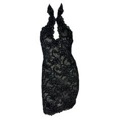 Check out this item from 1stdibs! 1980s Thierry Mugler Black Lace Semi-Sheer Halterneck Mini Dress: https://www.1stdibs.com/id-v_19746642 Lace Trim Backless Mini Dress For Party, Evening Coquette Mini Dress, Coquette Mini Dress For Evening, Vintage Backless Party Dress, Fitted Halter Neck Mini Dress With Lace Trim, Sheer Backless Lace Mini Dress, Backless Sheer Lace Mini Dress, Backless Lace Mini Dress For Cocktail, Party Backless Lace Mini Dress