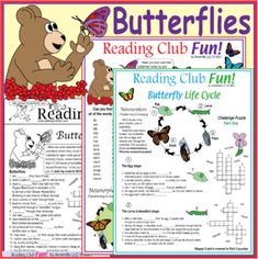 the butterfly life cycle worksheet for reading club fun with pictures and butterflies on it