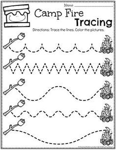 a printable worksheet for camp fire tracing with the letter m