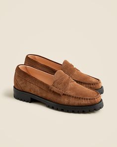 Shop for the Winona lug-sole penny loafers in suede for women. Find the best selection of women womens-categories-shoes-oxfords-and-loafers available in-stores and on line. Winter Loafers, Womens Loafers, Brown Loafers, Wide Shoes, Suede Loafers, Winter Shoes, Penny Loafers, Lug Sole, Loafers For Women