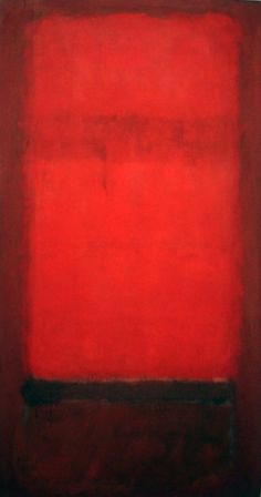 an abstract painting with red and black colors