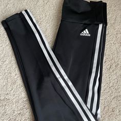 Nwt Size Small. Smoke Free House No Returns Black Workout Pants With Three Stripes Branding, Stretch Leggings With Three Stripes Branding For Gym, Black Workout Bottoms With Three Stripes, Adidas Black Workout Bottoms, Adidas Black Activewear With Three Stripes Branding, Adidas Black Activewear With Three Stripes, Black Workout Pants With Three Stripes, Adidas Black Sportswear Leggings, Adidas Black Athleisure Leggings