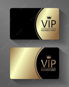 a gold and black business card with a crown on the front, and an image of a