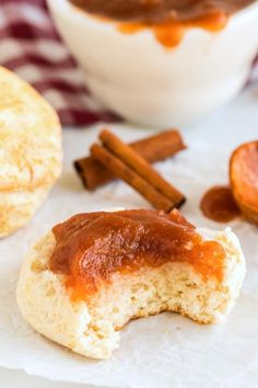 three ingredient apple butter recipe with cinnamon on the side