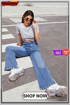 High-rise Wide Leg Baggy Jeans Wide Leg Baggy Jeans, Casual Pants Style, Baggy Jeans, High Jeans, Fashion Pants, Season Spring, Casual Pants, Wide Leg, High Rise