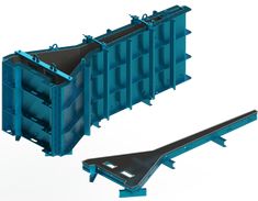 two large blue containers sitting next to each other