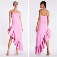 Bcbgmaxazria Alba Strapless Maxi Dress In Fuchsia Pink Condition- Nwot/Excellent Playful Strapless Dress For A Showstopping Entrance. Crafted In A Fitted Silhouette With A Clean Design Throughout The Body. Detailed With A Stunning Ruffle Trim On An Asymmetrical High-Low Hem. Complete With A Concealed Side Zip. Short Wedding Gowns, Asymmetrical Maxi Dress, Strapless Maxi, Strapless Maxi Dress, Bcbgmaxazria Dresses, Fuchsia Pink, Fitted Silhouette, High Low Hem, Asymmetrical Dress