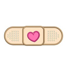 two patches with a pink heart on one side and the other is beige in color