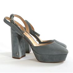 Like New Sam Edelman Olwyn Platform Heels Suede Grey Blue Sz. 7.5 Leather Uppers, Strappy With Square Heel Sz. 7.5 Uk5.5 Eur 37.5 Heel: 4 1/2" Blue Suede Heels With 4-inch Heel, Sam Edelman Shoes, Sam Edelman, Platform Heels, Leather Heels, Suede Leather, Blue Grey, Leather Upper, Women Shoes