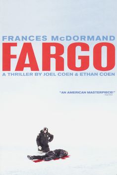 a movie poster for fargo with a man on a snowboard in the air