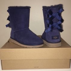 Super Cute, Comfy, And Soft. Little Wear But Look At Pictures. (Box Not Included) I Wear A Size 7.5-8.5 And They Are Just Barely Small On Me. These Have Been Waterproofed! Open To Offers. Accepting All Reasonable Offers!! Cute Uggs, Ugg Bailey Bow, Bailey Bow Uggs, Bow Boots, Ugg Bailey, Bailey Bow, Cute Comfy, Fur Boots, Womens Uggs