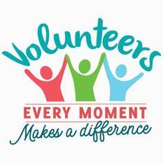 volunteers logo with the words every moment makes a difference in blue, green and red