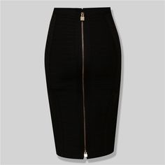 Make a statement when you enter the room in this exquisite Formfitting Pencil Skirt. Crafted from a combination of premium polyester and spandex, this beautiful skirt is tailored to a flattering form-fitting silhouette that gracefully hugs your curves. The unique zipper decoration adds a touch of luxury, while the natural waistline ensures all-day comfort. An unparalleled piece of fashion, this skirt is perfect for any special occasion. Product Details Material: Polyester Material: Spandex Fabri Summer Pencil Skirts, Luxe Boutique, Bodycon Pencil Skirt, Bandage Skirt, Zipper Skirt, Black Pencil Skirt, Glam Looks, Black Pencil, Moda Vintage