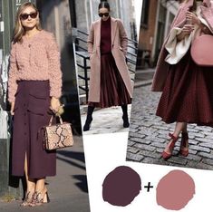 Mauve Color Combinations Outfit, Plum Outfit Ideas, Colour Combinations Fashion, Burgundy Outfit, Look Rose, Color Combos Outfit, Color Combinations For Clothes, Deep Autumn, Design Moda