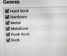 there are many different types of rocks on the computer screen, including hard rock and hard - core metal