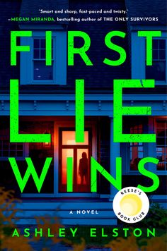 the book cover for first life wins by ashley elston is shown in neon green