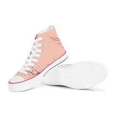 Soft Peach Sakura High Top Canvas Shoes Pink Lace-up Canvas Shoes For Spring, Spring Pink High-top Sneakers With Round Toe, Pink High-top Sneakers For Spring, Pink Flat Sneakers For Spring, Pink Low-top Canvas Shoes For Spring, Spring Pink High-top Sneakers, Pink Flat Heel Canvas Shoes For Summer, Casual Pink High-top Sneakers For Spring, Ankle-high Canvas Shoes With Rubber Sole For Spring