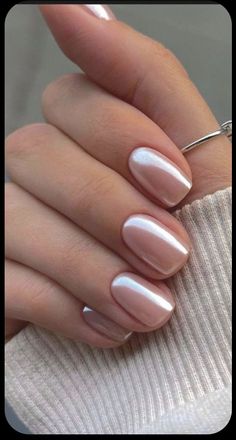 Chrome Nail Colors, Short Square Nails, Her Nails, Short Square Acrylic Nails, Glass Nails, Neutral Nails, Dip Powder Nails, Dipped Nails