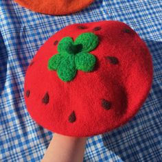 Strawberry Beret Fruit Beret wool felt beret handmade | Etsy Red Hat As A Gift, One Size Fits All, Red Hat As A Gift, Handmade Retro Winter Hats, Retro Handmade Winter Hats, Cute Handmade Hat Gift, Felt Beret Diy, Handmade One Size Beret, Whimsical Red Hat As Gift, Cute Red Hat For Gift