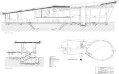 two drawings showing different sections of a building