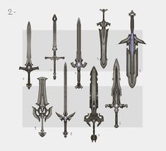 the different types of swords are shown in this drawing tool sheet, which shows how to use them