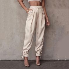 Brand Name:RLMABABYMaterial:PolyesterLength:Full LengthOrigin:CN(Origin)Season:Spring/AutumnPattern Type:SolidStyle:Office LadyPant Style:Pencil PantsFront Style:FlatFit Type:LooseAge:Ages 18-35 Years OldDecoration:PocketsDecoration:Fake ZippersFabric Type:SatinClosure Type:Zipper FlyWaist Type:highGender:WOMEN Casual Pant, Outfit Formulas, Women Office, Satin Pants, Fashionista Clothes, Long Trousers, Cuffed Pants, Black Puffer, Everyday Outfit