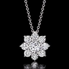 Ross-Simons - 1.00ct t. w. Lab Grown Diamond Flower Pendant Necklace. 16". Blooming with beauty, this 1.00 ct. t. w. round brilliant-cut lab-grown diamond flower pendant necklace offers a stunning show of sparkle at an incredible value. Finely crafted in polished 14kt white gold and suspended from a classic cable chain with a 2" extender. Lab-grown diamonds are identical to mined diamonds according to their optical, physical and chemical properties. All Ross-Simons lab-grown diamond jewelry in 1 Diamond Flower Pendant, April Birthday, Pure Design, Diamond Birthstone, Flower Pendant Necklace, Diamond Flower, Flower Pendant, 14kt Gold, Lab Grown Diamonds