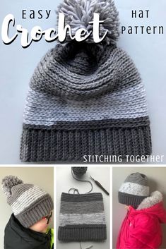 the easy crochet hat pattern is great for beginners to knit and use