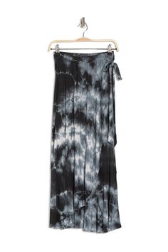 A pretty faux wrap midi skirt features ruffled trim for effortless feminine style.- Elasticized waist- Attached tie bow- Jersey knit construction- Ruffled hem- Approx. 34" length (size S)- Made in USA of imported materials Machine wash cold 90% micro modal, 10% spandex High Low Maxi Skirt, Wrap Midi Skirt, Black Tie Dye, Tie Bow, Ruffle Trim, Feminine Style, Black Tie, Tie Dye Skirt, Knit Jersey