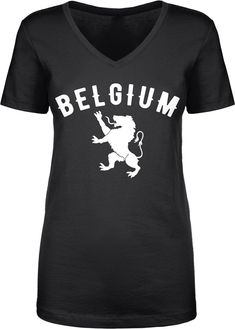 Show your Belgium pride We prefer to print this design on Next Level's LADIES Ideal T line which is 60% combed ringspun cotton/40% polyester (yes, that is the good soft stuff, not the cheap scratchy kind), but if those are not available from our supplier for the size and color you'd like we will use a comparable brand as a replacement to get you your item as soon as possible with the same quality and feel you've come to expect from Next Level. The design is printed and shipped in the USA. If you Novelty Clothing, Sports Fan, Soccer Jersey, Sizing Chart, Womens Clothing Tops, Belgium, The Good, Not Available, Tourism