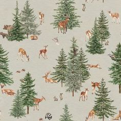 an animal themed wallpaper with trees and animals