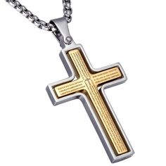 This stunning cross pendant will amaze everyone around you, handcrafted from high-quality stainless steel and plated with silver and gold. It showcases an enchanting three-dimensional figure of a cross with carved Bible verses. It is an excellent piece of jewelry to add iridescent shine on your fashion and style. This is also a fantastic present for your loved ones who are in love with wearing spiritual accessories to church.  Product Highlights:   Also goes with every style and any attire  100% Gold Stainless Steel Cross Pendant Necklace, Gold Spiritual Cross Necklace In Stainless Steel, Gold Stainless Steel Spiritual Cross Necklace, Engraved Stainless Steel Cross Necklace, Gold Stainless Steel Crucifix Necklace, Gold Crucifix Cross Necklace In Stainless Steel, Gold Stainless Steel Crucifix Cross Necklace, Cross Christian, Steel Cross