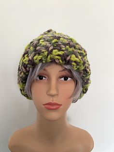 Super chunky hat  hand made crochet warm hat made with acrylic wool greens camouflage  hand made in the cotswolds Crochet Green, Chunky Hat, The Cotswolds, Super Chunky, Hat Making, Infinity Scarf, Camouflage, Caps Hats, Accessories Hats