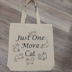 Just One More Cat Nwt Hand Crafted Tote Bag. Smoke Free Home. Beige Rectangular Bag With Cat Design, Beige Cat Design Bag For Everyday Use, Beige Bag With Cat Design For Everyday Use, Everyday Beige Bag With Cat Design, Handmade Tote Bag, Craft Tote, Craft Tote Bag, Handmade Tote, Tote Bags Handmade