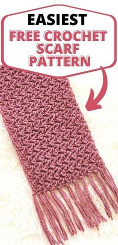 an easy crochet scarf is shown with the text, free crochet scarf pattern