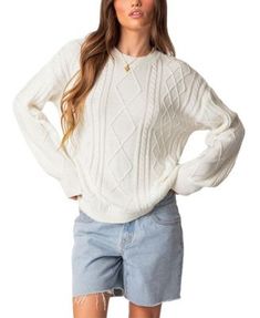 Edikted Jessy Cable Knit Oversized Sweater Womens Oversized Sweater, Chunky Pullover Sweater, Knit Oversized Sweater, Oversized Sweater Women, Oversized Crewneck, Sweater Oversized, Cable Stitch, Sweater Oversize, Fall Winter Wardrobe