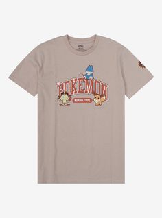 Rep your favorite Poké type with this comfy Pokémon tee! Featuring collegiate-styled “Pokémon Normal Type” lettering amongst various Pokémon like Eevee and Meowth  this tee is perfect for fans of the series. A BoxLunch Exclusive!Organic cottonListed in women’s sizes;unisex silhouetteWash cold with like colors; dry lowDo not iron over printImported Cool Merch, Pokemon Shirts, Collegiate Style, Pokémon Stuff, Vintage Shirts, House Stuff, Aesthetic Clothes, Things I Want, Women's T Shirt