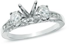 Zales 7/8 CT. T.W. Oval Diamond Semi-Mount in 14K White Gold Oval Diamond, Prong Setting, True Love, Diamonds, White Gold, Engagement Rings, Stone, Gold, White