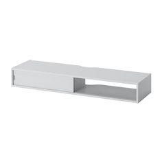 a white shelf with two drawers on each side