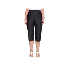 You'll be laid-back and loving it in these women's Alfred Dunner capri pants. You'll be laid-back and loving it in these women's Alfred Dunner capri pants.  Stretchy denim construction Vented hems 2 side pocketsFIT & SIZING 20-in. inseam Classic fit Elastic waistbandFABRIC & CARE Cotton, polyester, spandex Machine wash Imported Size: 14. Color: Black. Gender: unisex. Age Group: adult. Casual Knee-length Pull-on Bottoms, Casual Stretch Cropped Capri Jeans, Knee-length Cropped Jeans For Spring, Stretch Cropped Jeans For Summer, Stretch Cropped Jeans With Pockets For Summer, Stretch Knee-length Summer Jeans, Black Mid-calf Bottoms For Spring, Summer Knee-length Stretch Jeans, Casual Denim Capris In Short Length