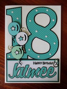 a birthday card with the number eight on it