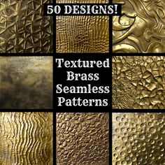 the textured brass patterns are shown in different sizes and colors