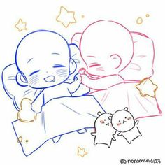 a drawing of two babies sleeping next to each other