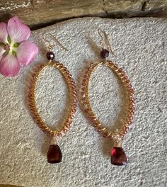 Gold filled hoop earrings with garnet gemstones Handmade Hoop Earrings, Gold Filled Hoops, Garnet Gemstone, Garnet, Jewelry Earrings Dangle, Gold Filled, Etsy Earrings, Dangle Drop Earrings, Dangle Earrings