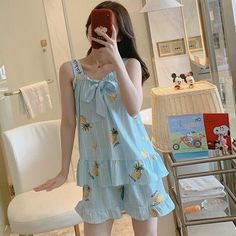 Brand Name: BONNTEEMaterial: COTTONMaterial: PolyesterPattern Type: PrintCollar: Spaghetti StrapLength: ShortsOrigin: CN(Origin)Sleeve Length(cm): SleevelessSeason: summerObscene Picture: NoSexually Suggestive: NoMaterial Composition: cotton polyesterModel Number: jjx1187Size: M L XL XXLSeason: spring summerStyle: Korean styleCondition: dailyModel number: women pajama setsColor: various colorsDepartments name: adultFeature 1: stylishFeature 2: comfortableFeature 3: sweet Girls Sleepwear, Summer Chic, Pajama Set Women, Pajamas Women, Spring Summer Fashion, Nightwear, Pajama Set, Korean Fashion, Spaghetti Strap