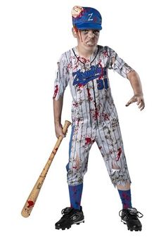 Boy Zombie Costume, Baseball Player Costume, Zombie Costume Kids, Baseball Costumes, Zombie Halloween Costumes, Horror Halloween Costumes, Horror Costume, Zombie Costume, Scary Costumes