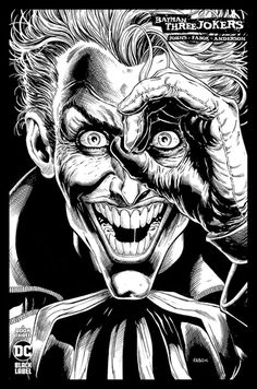 the joker from batman comics is shown in this black and white drawing by artist mark vander