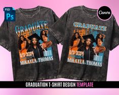 graduation t - shirt design template for photographers with images of the graduate and their name